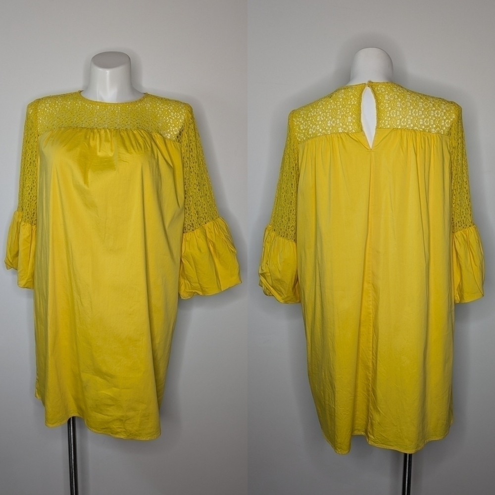 Draper James x Eloquii yellow lace shift dress 18